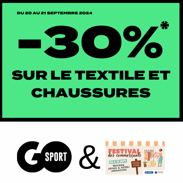 -30% sur le textile et les chaussures